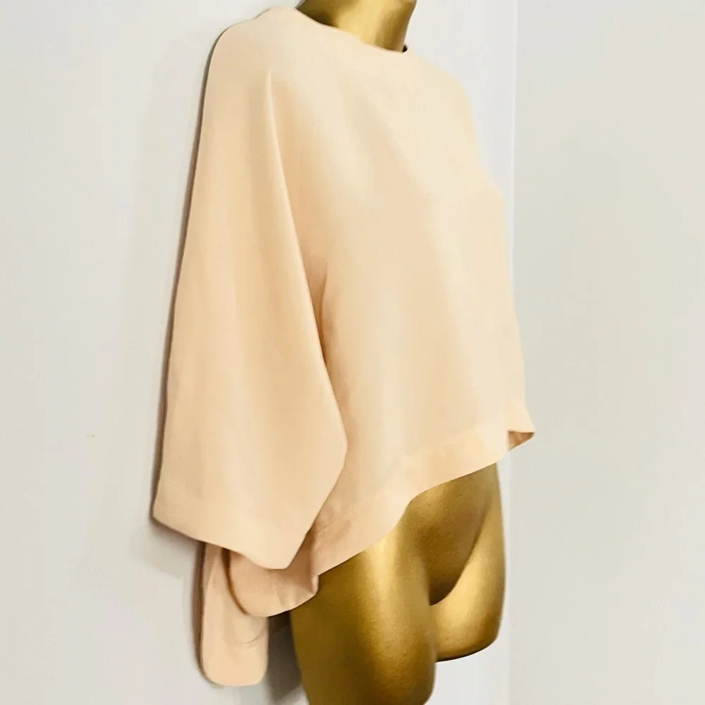 ZARA Blush Flowy Coquette Blouse – Soft Feminine Draped Top – Size Medium - Picture 3 of 5